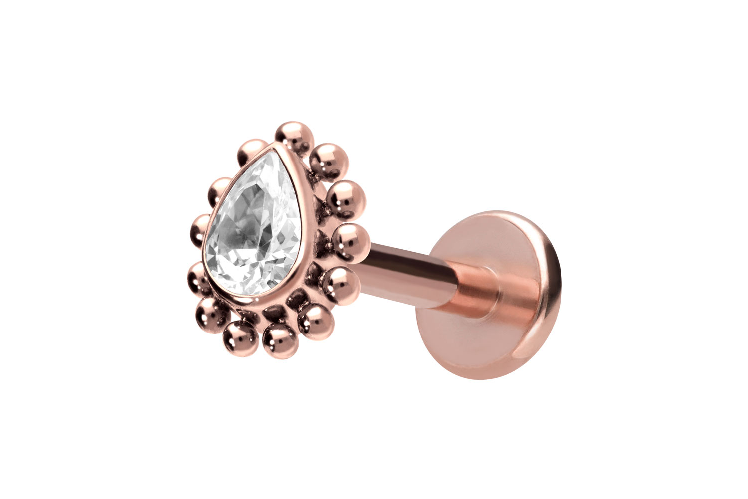 Titan Labret Piercing mit Innengewinde KRISTALLTROPFEN + KUGELN